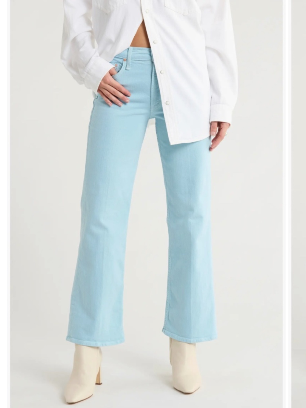 MOTHER The Bookie Flood Ankle Crop Pants Light Blue - Size 27 LIKE NEW